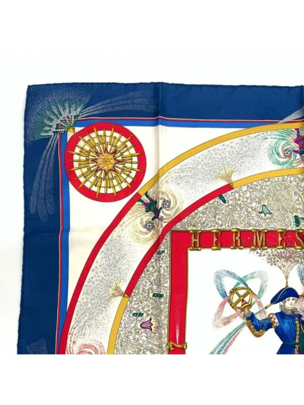 Hermes Carre 90 Feux Dartifice Blue Multicolor Silk Scarf - Picture 2 of 7